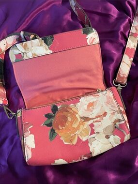 Floral Pink Crossbody Bag - Small Convertible Shoulder Bag Indigo